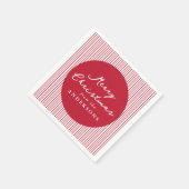 Serviette En Papier Red Stripes moderne Joyeux Noël (Coin)