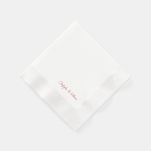 Serviette En Papier Red Text Simple Mariage Cocktail en boîte (Coin)