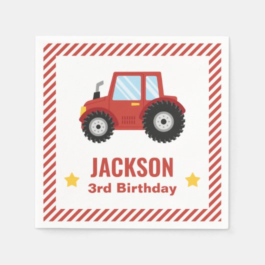 Serviette En Papier Red Tractor Boys fête d'anniversaire (Devant)