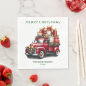 Serviette En Papier Red Truck Green Font présente (En situation)