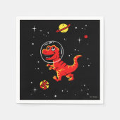 Serviette En Papier Red Tyrannosaurus Rex Dinos Dans L'Espace (Devant)