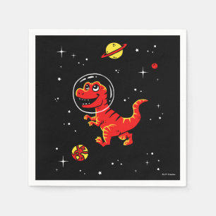 Serviette En Papier Red Tyrannosaurus Rex Dinos Dans L'Espace
