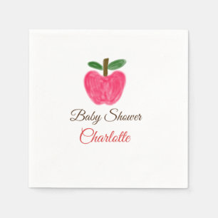 Serviette En Papier Red Watercolor pomme baby shower ajouter nom titre