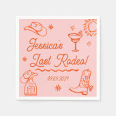 Serviette En Papier Red Whimsical Western Cocktail Bachelorette Party (Devant)