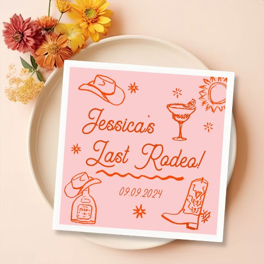 Serviette En Papier Red Whimsical Western Cocktail Bachelorette Party