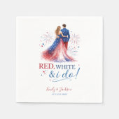 Serviette En Papier Red White and I do Americana Wedding (Devant)