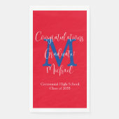 Serviette En Papier Red White Blue Graduation Party Nom Monogramme (Devant)