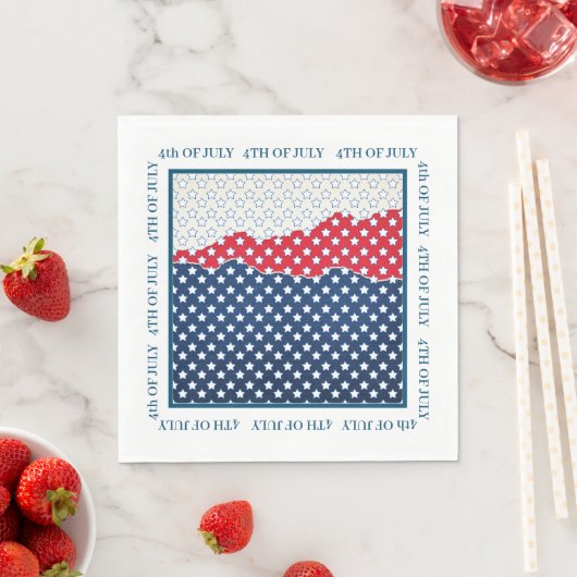 Serviette En Papier Red White & Blue Stars 4th of Jly (En situation)