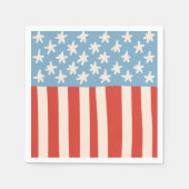 Serviette En Papier Red White & Blue Stars & Stripes Family Barbecue (Devant)