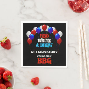 Serviette En Papier Red White & Brew 4 juillet BBQ Family Party