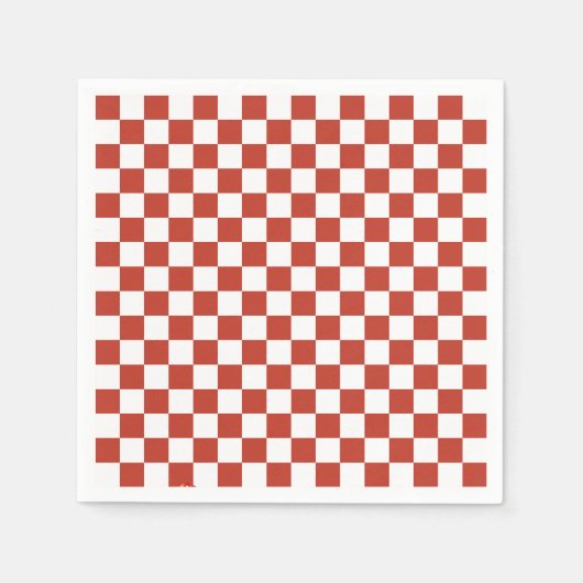 Serviette En Papier Red& White Checkered Pattern Mid Century Modern (Devant)