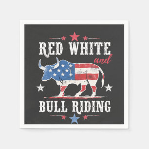 Serviette En Papier Red White et Bull Riding American Cowboys