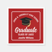 Serviette En Papier Red White Graduate Custom 2025 Graduation Party (Devant)
