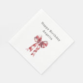 Serviette En Papier Red White Plaid Stripes Bow Birthday (Coin)