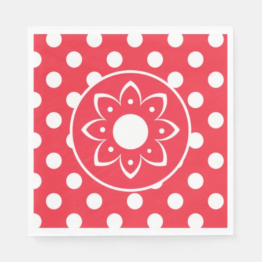 Serviette En Papier Red With White Polk Dots (Devant)