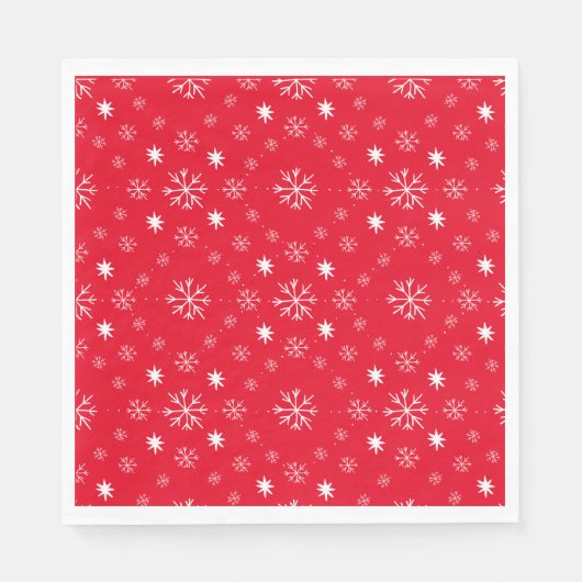 Serviette En Papier Red With White Snowflakes Paper Plate (Devant)