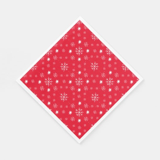 Serviette En Papier Red With White Snowflakes Paper Plate (Coin)
