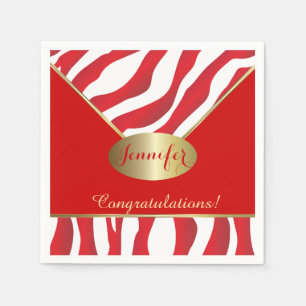 Serviette En Papier Red Zebra Animal Stripe Design