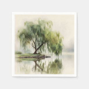 Serviette En Papier Reflet d'arbre de saule serein Art de la nature (1