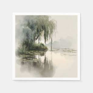 Serviette En Papier Reflet d'arbre de saule serein Art de la nature (2