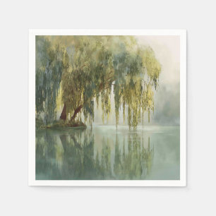 Serviette En Papier Reflet d'arbre de saule serein Art de la nature (8