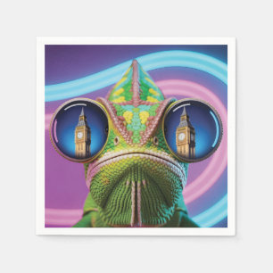Serviette En Papier Reflet de l'œil de caméléon de Big Ben dans des lu