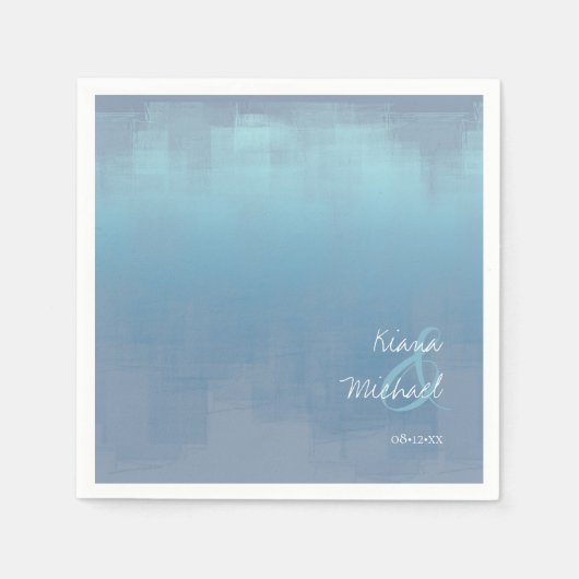 Serviette En Papier Réflexions aquarelle Mariage Dusty Blue ID774 (Devant)