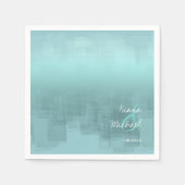 Serviette En Papier Réflexions aquarelle Mariage Turquoise ID774 (Devant)