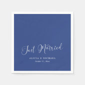 Serviette En Papier Regal 'Juste Marié' Coeur - Royal Blue Mariage (Devant)