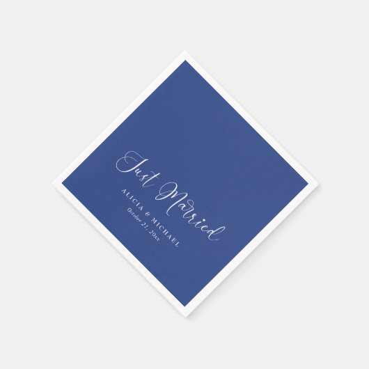 Serviette En Papier Regal 'Juste Marié' Coeur - Royal Blue Mariage (Coin)