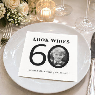 Serviette En Papier Regarde qui a 60 ans Photo d'enfant 60e anniversai