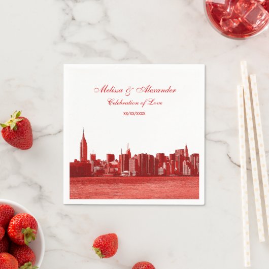 Serviette En Papier Regarder rouge NYC Skyline Silhouette, ESB #1 (En situation)