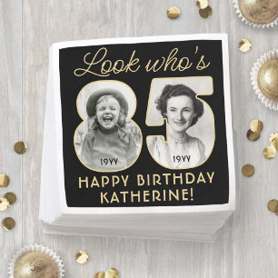 Serviette En Papier Regardez qui a 85 ans Fête d'anniversaire Black &