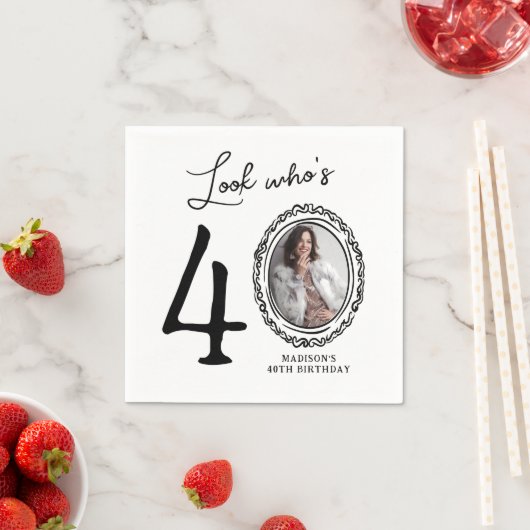 Serviette En Papier Regardez qui est quarante photo 40e anniversaire (En situation)