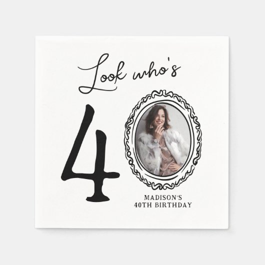 Serviette En Papier Regardez qui est quarante photo 40e anniversaire (Devant)