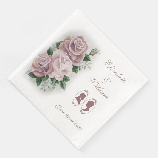 Serviette En Papier Regency Bridgerton Rose Roses Cameos (Coin)