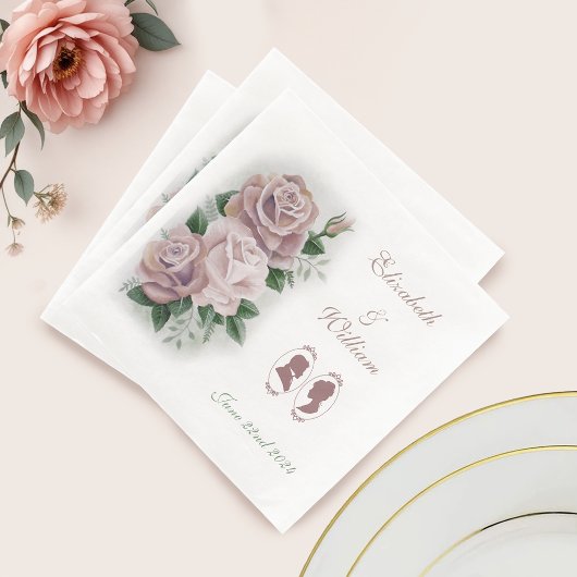 Serviette En Papier Regency Bridgerton Rose Roses Cameos