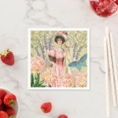 Serviette En Papier Regency de femme victorienne rose (En situation)