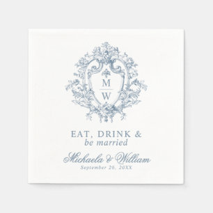 Serviette En Papier Régénération vintage Monogramme Crest Mariage Text