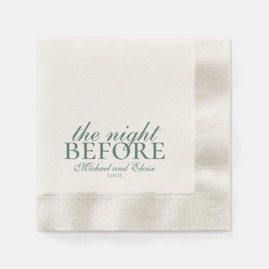 Serviette En Papier Rehearsal Dinner Night Before Sage Green Wedding (Devant)