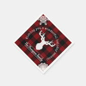 Serviette En Papier Reindeer Buffle rouge et noir Plaid Christmas (Coin)