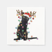 Serviette En Papier Reindeer Chat Noir Feux de Noël Drôle Chat Amour (Devant)