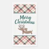 Serviette En Papier Reindeer Dachshund Christmas Preppy Plaid (Devant)