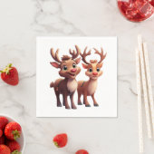Serviette En Papier Reindeer de dessin souriant (En situation)