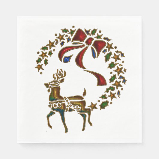 Serviette En Papier Reindeer de Noël et étoiles (Devant)