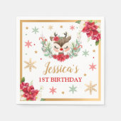 Serviette En Papier Reindeer Noël 1er anniversaire Red Winter Deer (Devant)