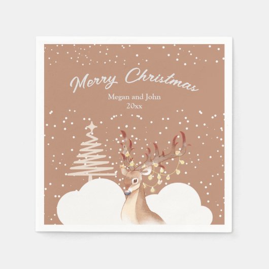 Serviette En Papier Reindeer Noël Party Brown (Devant)