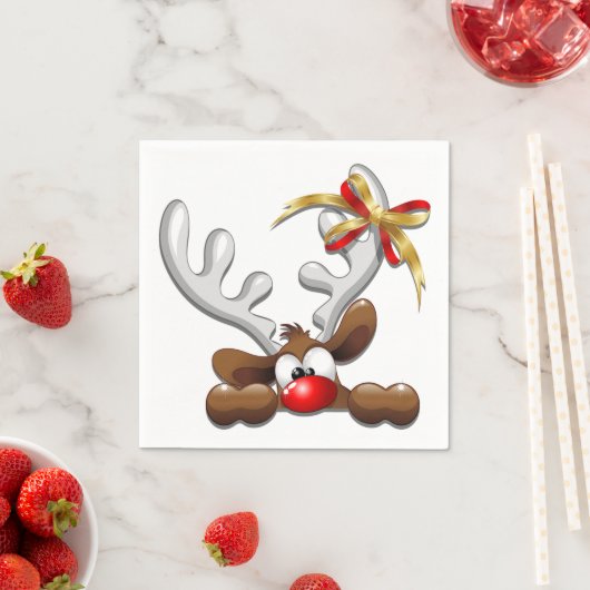 Serviette En Papier Reindeer Puzzled drôle Caractère de Noël (En situation)