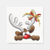 Serviette En Papier Reindeer Puzzled drôle Caractère de Noël (Devant)