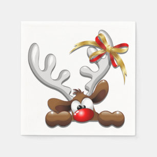 Serviette En Papier Reindeer Puzzled drôle Caractère de Noël